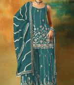 Rama embroidered georgette semi-stitched palazzo style salwar suit