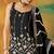 Black embroidered georgette semi-stitched palazzo style salwar suit
