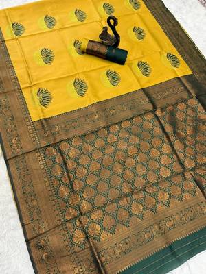 Woven Soft Silk Women's Saree With Blouse Set 1