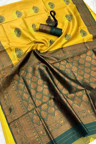Woven Soft Silk Women's Saree With Blouse Set