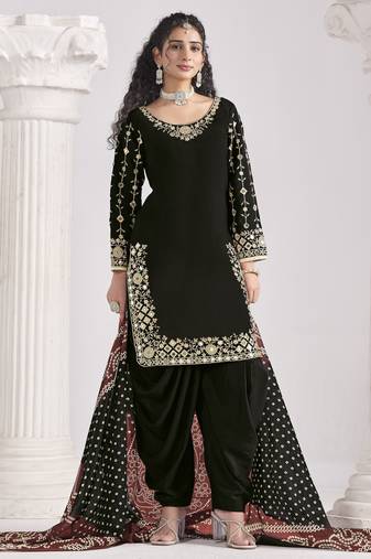 ROMAN SILK ORIGINAL MIRROR WORK PATIALA SALWAR KAMEEZ