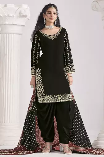 ROMAN SILK ORIGINAL MIRROR WORK PATIALA SALWAR KAMEEZ
