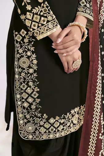 roman silk original mirror work patiala salwar kameez