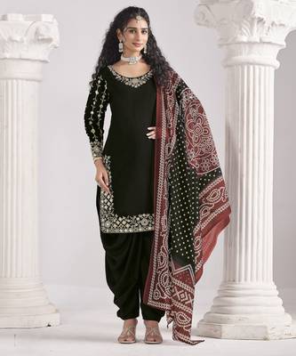 roman silk original mirror work patiala salwar kameez 4