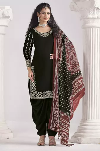 roman silk original mirror work patiala salwar kameez