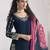 BLUE Roman silk original mirror work patiala salwar kameez