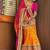 pink & yellow bandhani silk saree with embroidered border