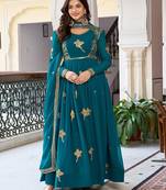 New Design Green Color Gown Suit Set With Dupatta Party Wear Suit Set 