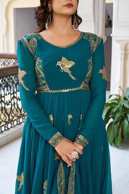 New Design Green Color Gown Suit Set With Dupatta Party Wear Suit Set  3