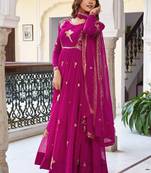 Pink embroidered Anarkali Suit Set New Design Gown Suit Set With Dupatta