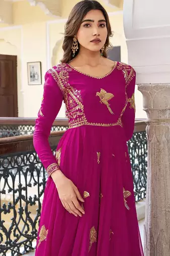 Pink embroidered Anarkali Suit Set New Design Gown Suit Set With Dupatta