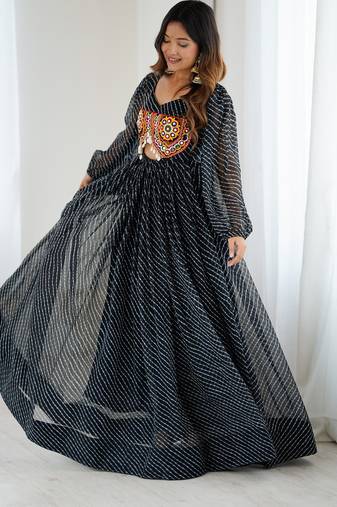 Navratri Special Designer Gown Dress Garba Special Dress Festival Wear Dress