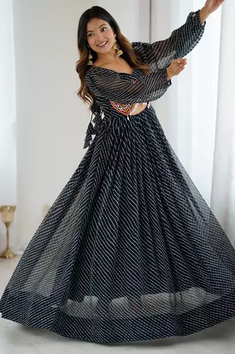Navratri Special Designer Gown Dress Garba Special Dress Festival Wear Dress