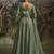 Elegant Sage Green Net Lehenga with Swarovski and Thread Embroidery