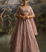 Designer Mauve Soft Net Lehenga with Sequins Zarkan Embroidery and Net Dupatta