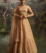 Elegant Peach Gota Silk Lehenga with Sequins Zarkan and Net Dupatta