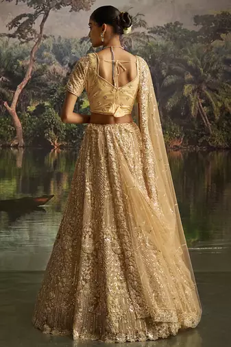 Designer Cream Soft Net Semi-Stitched Lehenga with Unstitched Blouse & Dupatta