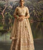 Designer Cream Soft Net Lehenga with Dori Zarkan Sequins Embroidery Work