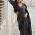 black zigzag bollywood style japan satin saree for party