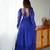 Blue Leheriya Print Georgette Gown for Festive Occasions