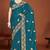 Teal blue sequin embroidered border fendy two tone silk saree sari