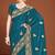 Teal blue sequin embroidered border fendy two tone silk saree sari
