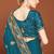 Teal blue sequin embroidered border fendy two tone silk saree sari