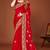 Red sequin embroidered border fendy two tone silk saree sari