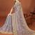 Grey sequin embroidered border fendy two tone silk saree sari