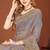 Grey sequin embroidered border fendy two tone silk saree sari