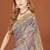 Grey sequin embroidered border fendy two tone silk saree sari