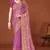 Pink sequin embroidered border fendy two tone silk saree sari