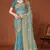 Turquoise sequin embroidered border fendy two tone silk saree sari
