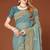 Turquoise sequin embroidered border fendy two tone silk saree sari