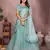 Dusty Teal Mulberry Art Silk Zari and Sequin Embroidered Designer Semi stitched Lehenga for women