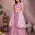 Daisy Pink Mulberry Art Silk Zari and Sequin Embroidered Designer Semi stitched Lehenga for women