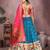 Deep Blue Jacquard Silk Zari Weaving Designer Stitched Paithani Lehenga for women