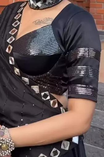 BLACK COTTON SEQUINS WORK NAVRATRI SPECIAL STITCHED CHANIYA CHOLI 