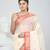 Elegant off white patli pallu tant saree with golden border