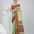 Handwoven baluchori tant saree in green with intricate red borders