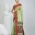 Handwoven baluchori tant saree in green with intricate red borders