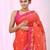 Vibrant orange tant saree with leaf borders