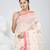 Elegant off-white & red handwoven tant cotton saree with floral motifs