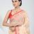 Elegant cream & red handwoven tant cotton saree with floral motifs