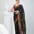Classic black & mustard handwoven tant cotton saree with texture motifs
