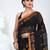 Classic black & mustard handwoven tant cotton saree with texture motifs