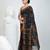 Classic black & mustard handwoven tant cotton saree with texture motifs