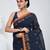 Classic navy blue & mustard handwoven tant cotton saree with texture motifs