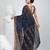 Classic navy blue & mustard handwoven tant cotton saree with texture motifs