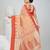 Elegant beige & red handwoven tant cotton saree with traditional motifs